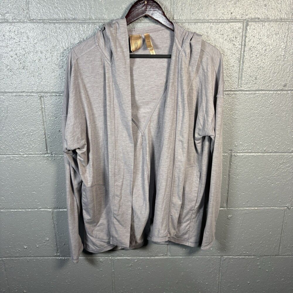 Indygena Cardigan Womens S Gray Hooded Open Front Lightweight Travel Layer